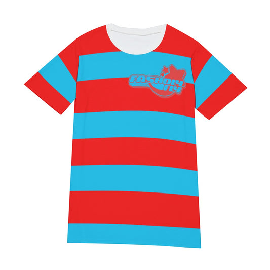 Red & Blue Striped Tee | 190GSM Cotton