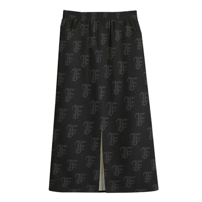 FFBlack Mid-slit Skirt | 245GSM Cotton