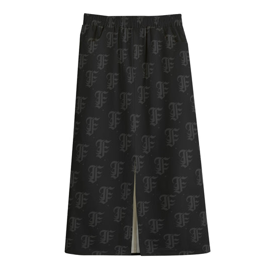 FFBlack Mid-slit Skirt | 245GSM Cotton