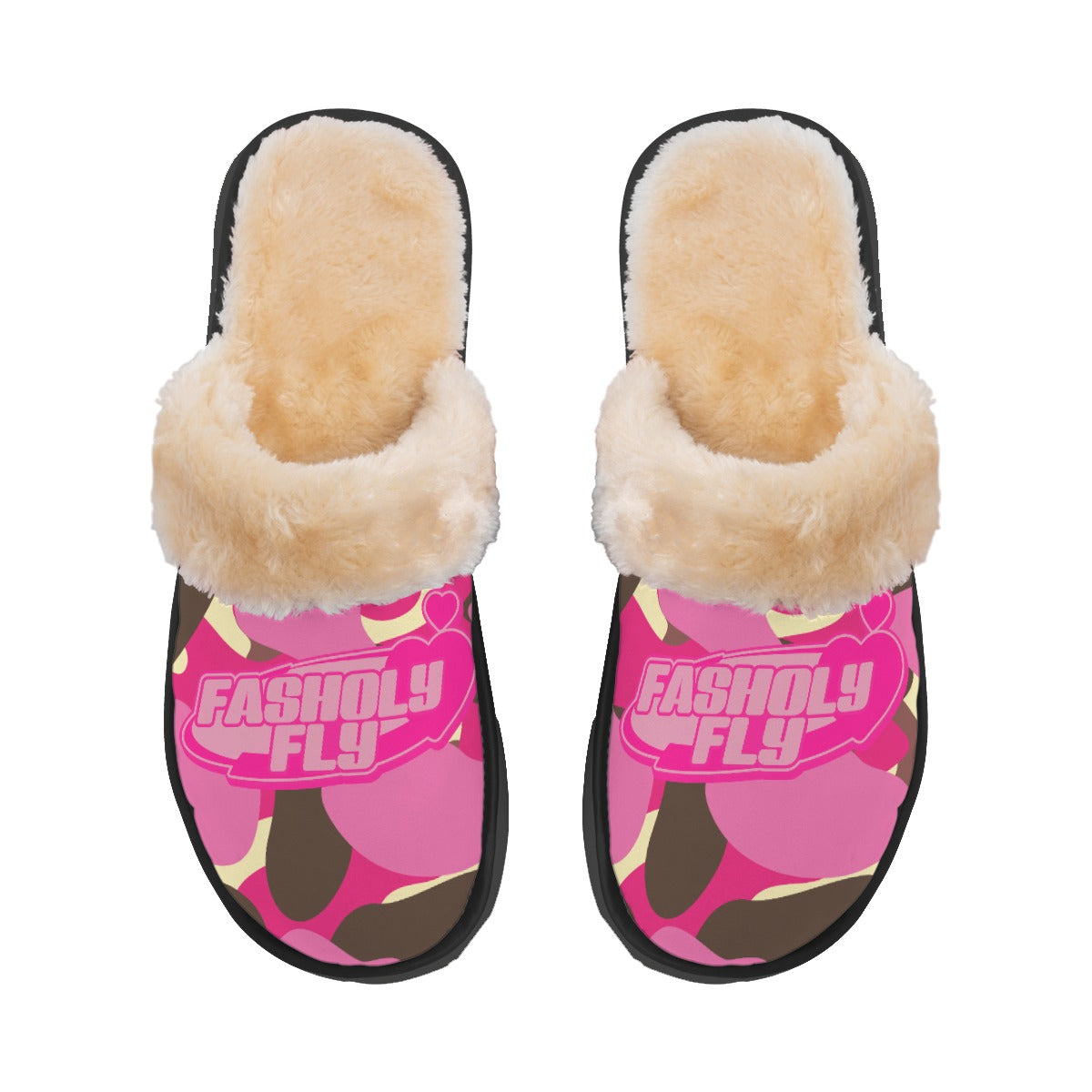 FFBrown&Pink Camo | Plush Slippers