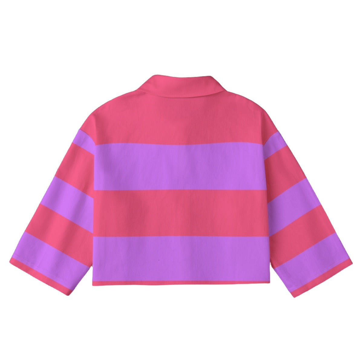 HotPink & Purple Striped  [Cropped Button-Up Jacket] | 245GSM Cotton