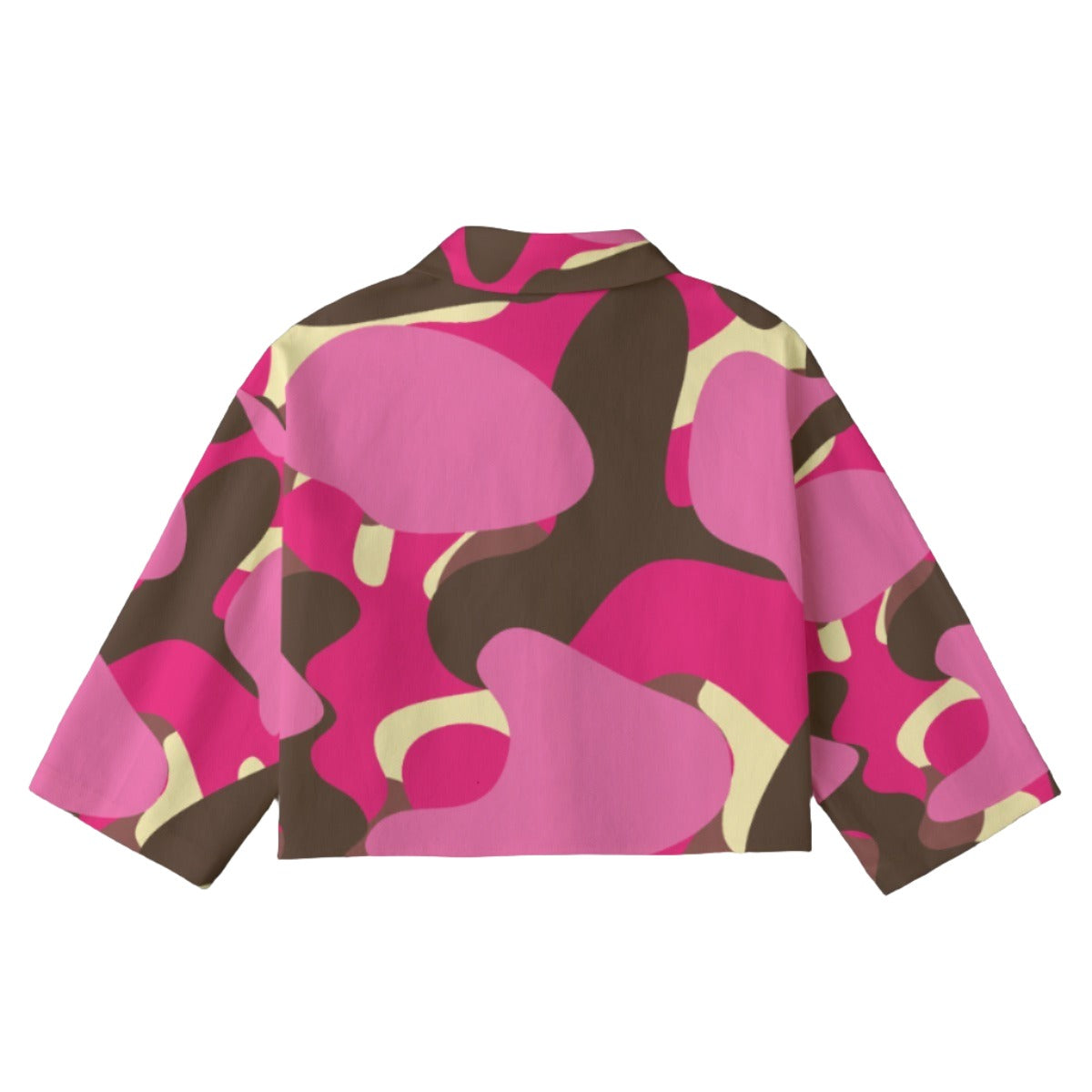 Camo Brown&Pink [Cropped Button-Up Jacket] | 245GSM Cotton