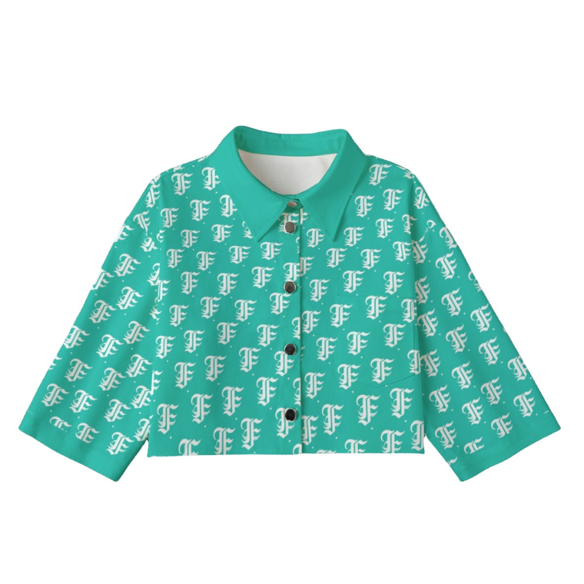 FFTurquoise [Cropped Button-Up Jacket] | 245GSM Cotton