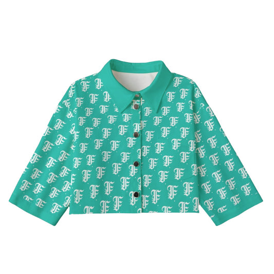 FFTurquoise [Cropped Button-Up Jacket] | 245GSM Cotton