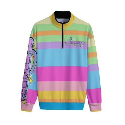 Pastel Striped | Quarter Zip Sweater