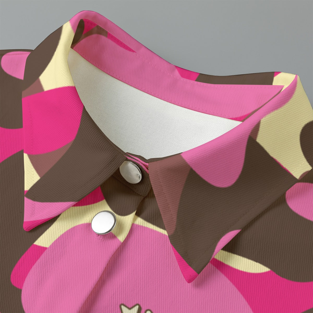 Camo Brown&Pink [Cropped Button-Up Jacket] | 245GSM Cotton
