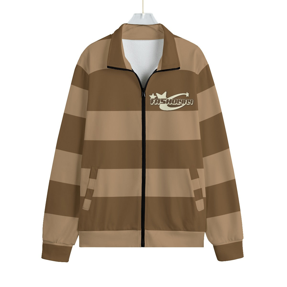 Coffee Striped | Knitted Fleece Zip-up