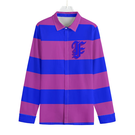 Purple&Blue Striped Button-Up |115GSM Cotton poplin