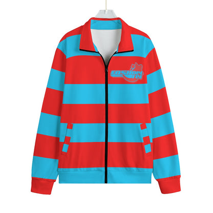 Red & Blue Striped | Knitted Fleece Zip-up