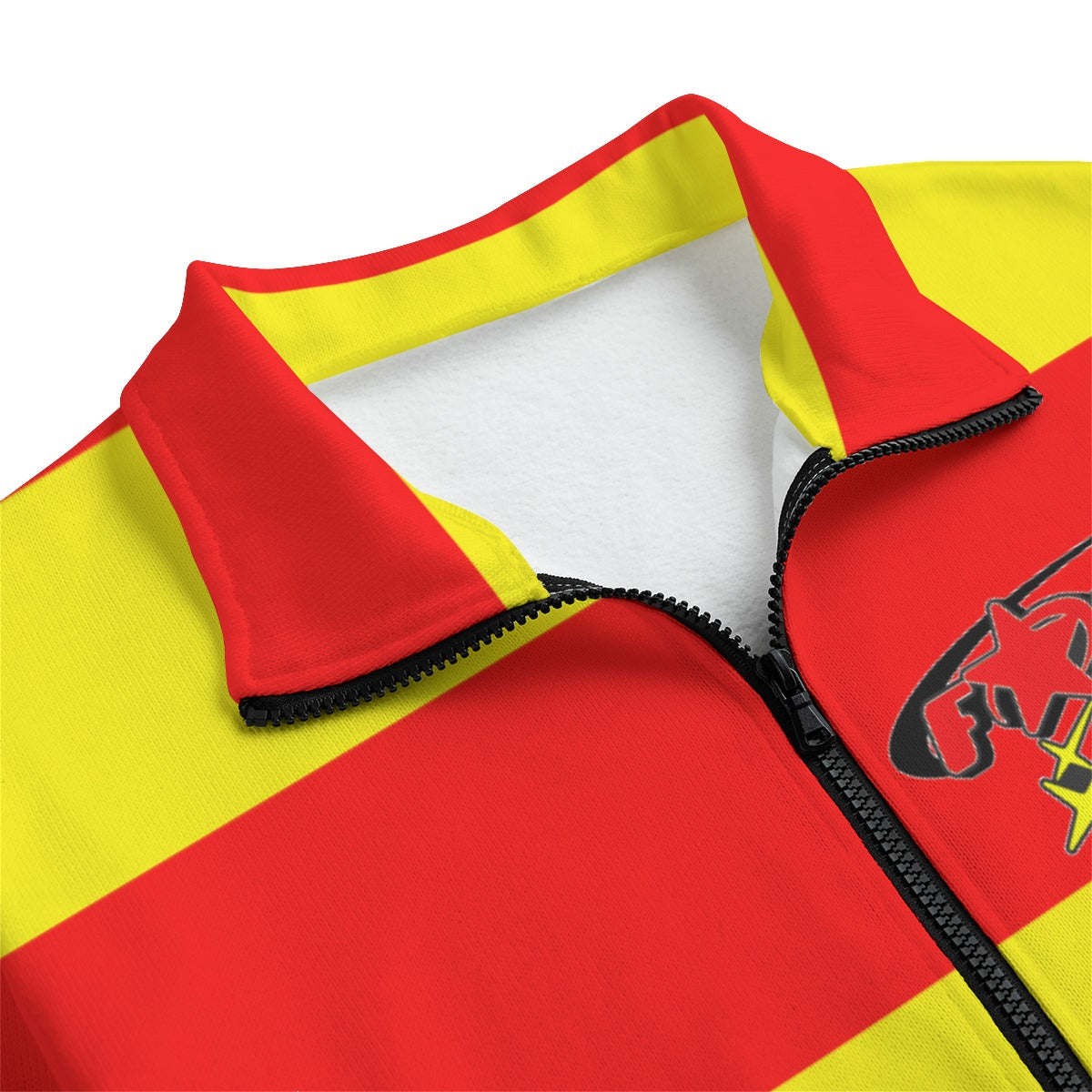 Red & Yellow Striped | Knitted Fleece Zip-up