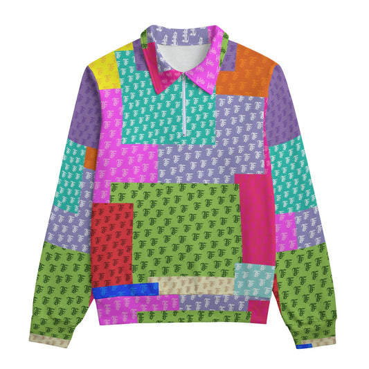 Pastel Patchwork Heavyweight Zip-Up Polo  | 310GSM Cotton