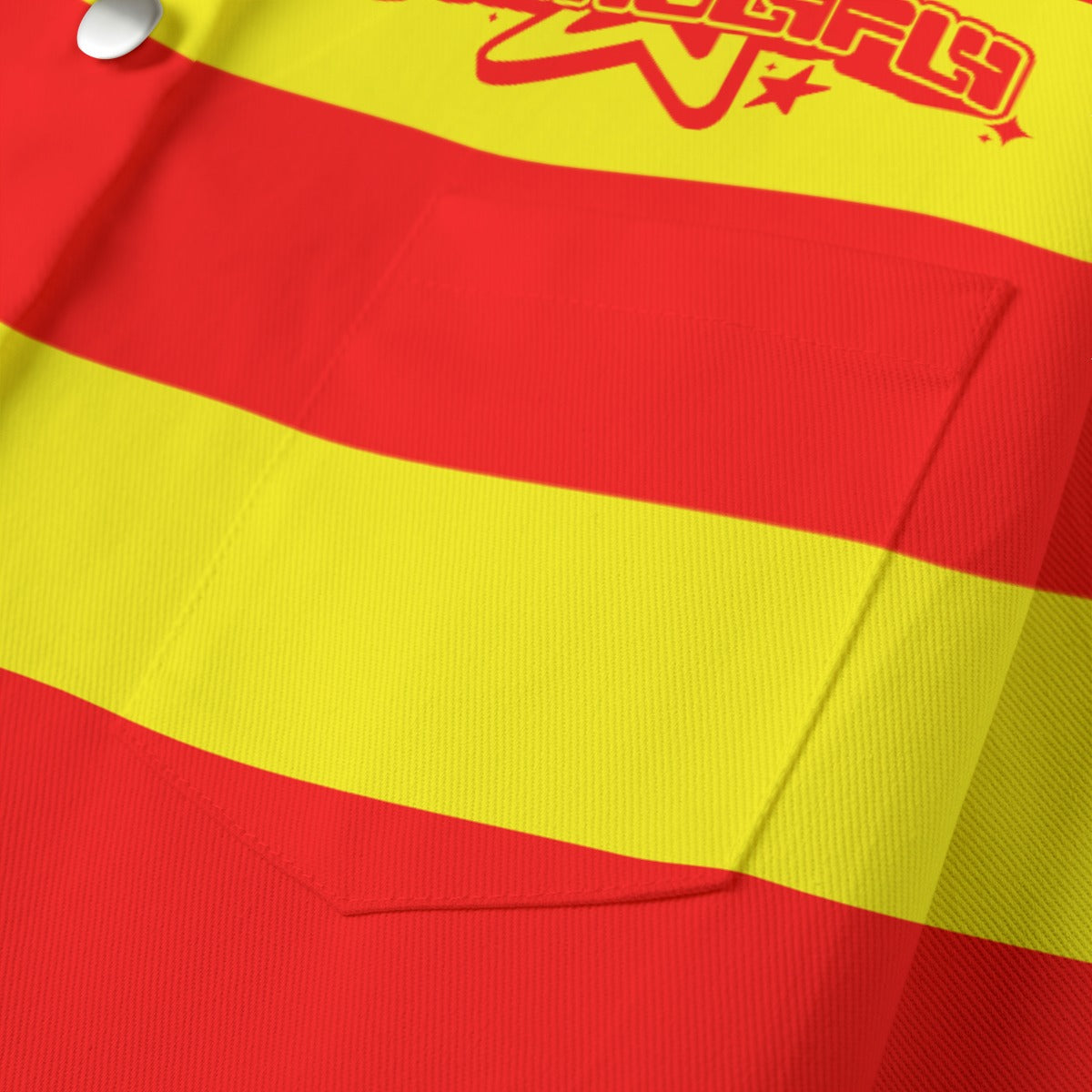 Red&Yellow Striped  [Cropped Button-Up Jacket] | 245GSM Cotton