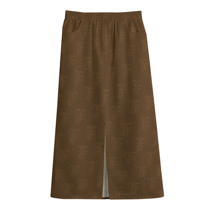 FFBrown Mid-slit Skirt | 245GSM Cotton