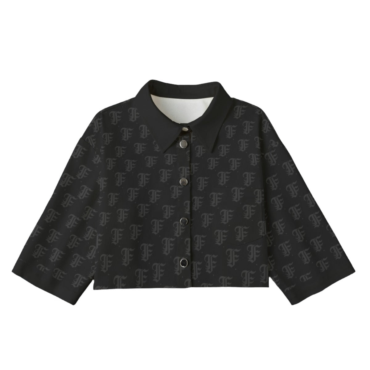FFBlack [Cropped Button-Up Jacket] | 245GSM Cotton