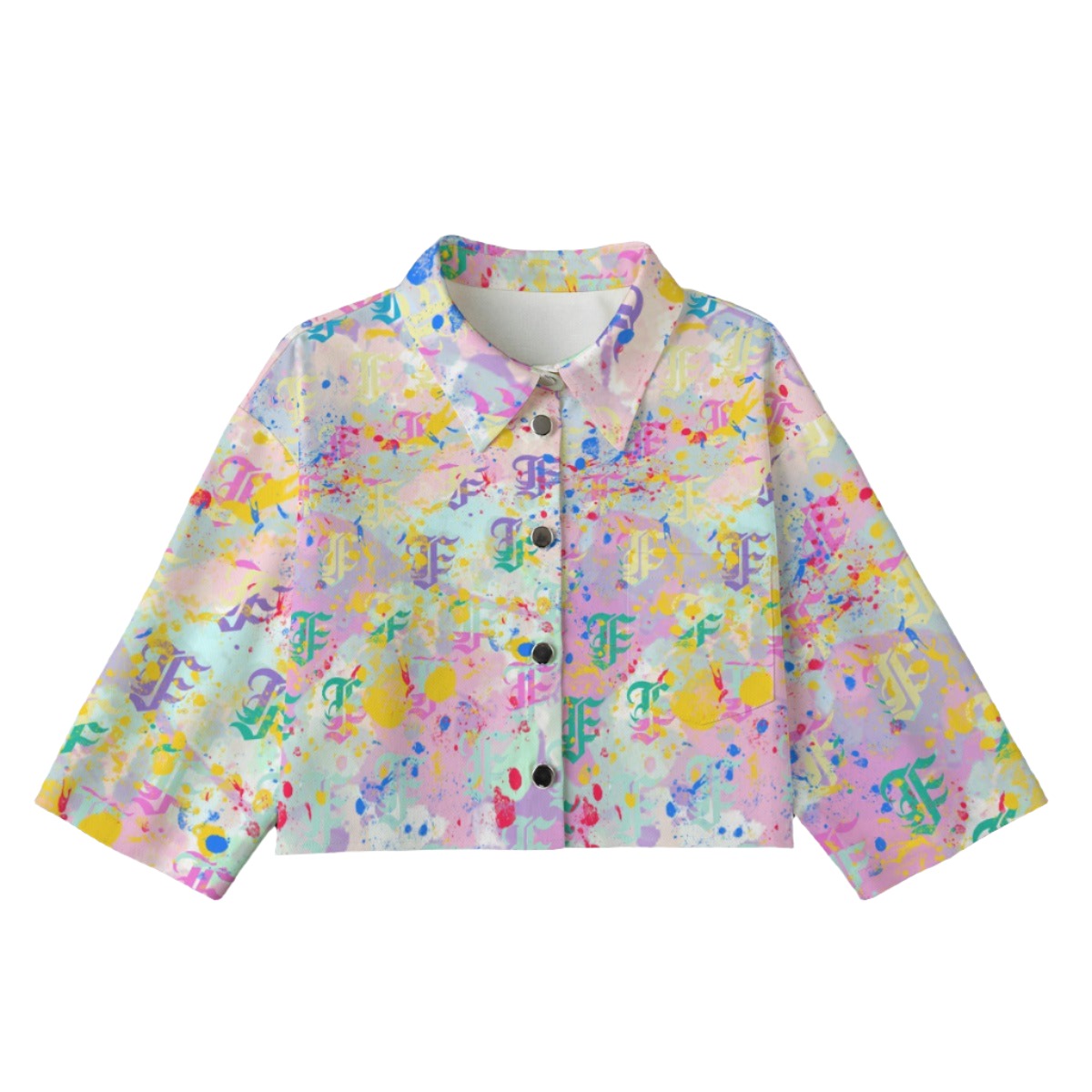 FFPastelSplatta [Cropped Button-Up Jacket] | 245GSM Cotton