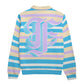 Lavender Cream Striped Heavyweight Zip-Up Polo  | 310GSM Cotton