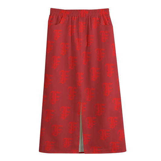 FFDarkCherry Mid-slit Skirt | 245GSM Cotton