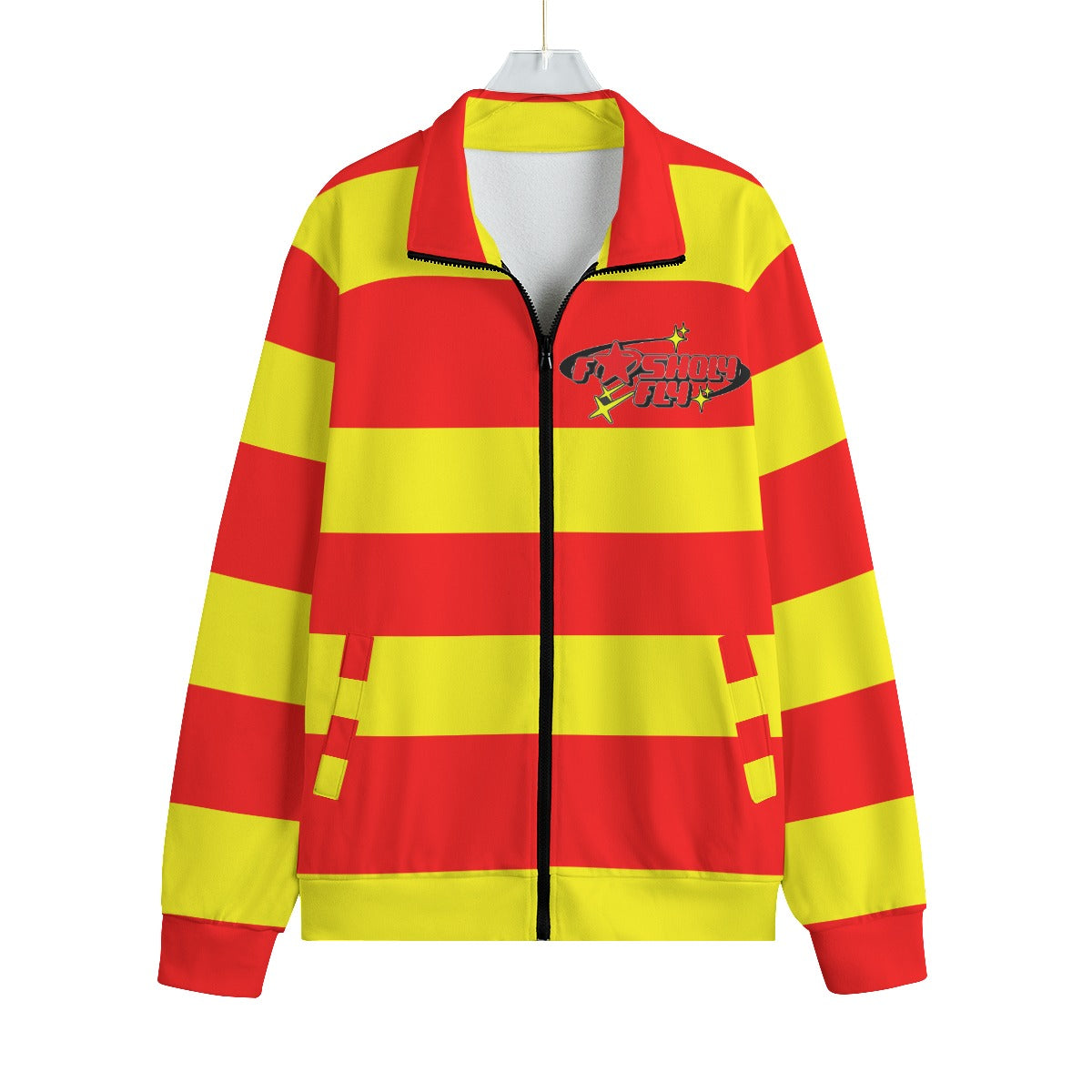 Red & Yellow Striped | Knitted Fleece Zip-up