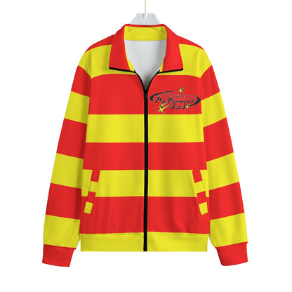Red & Yellow Striped | Knitted Fleece Zip-up
