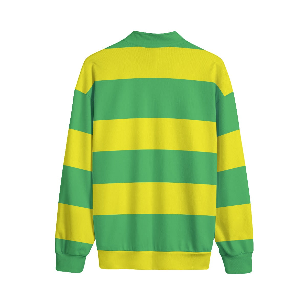Green & Yellow Striped | Quarter Zip Sweater