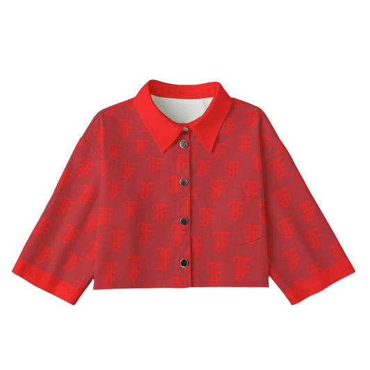 FFDarkCherry [Cropped Button-Up Jacket] | 245GSM Cotton