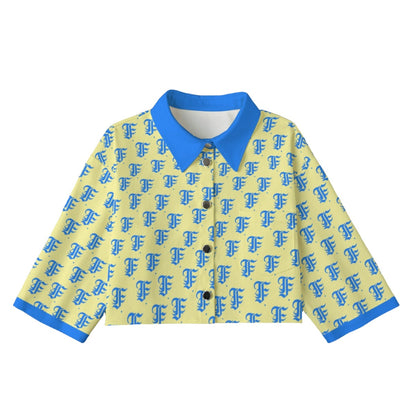 FFCreamBlu [Cropped Button-Up Jacket] | 245GSM Cotton