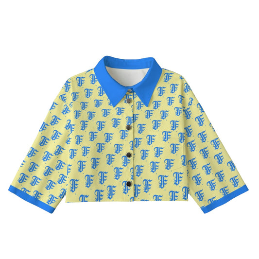 FFCreamBlu [Cropped Button-Up Jacket] | 245GSM Cotton
