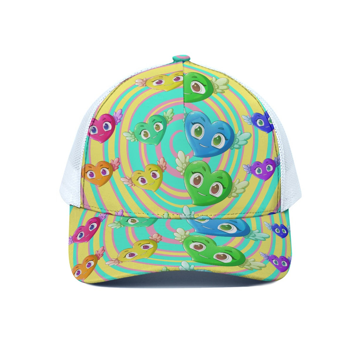 FFPastelHearts Swirl |  Cap W/ White Half-mesh