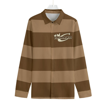Coffee Striped Button-Up |115GSM Cotton poplin