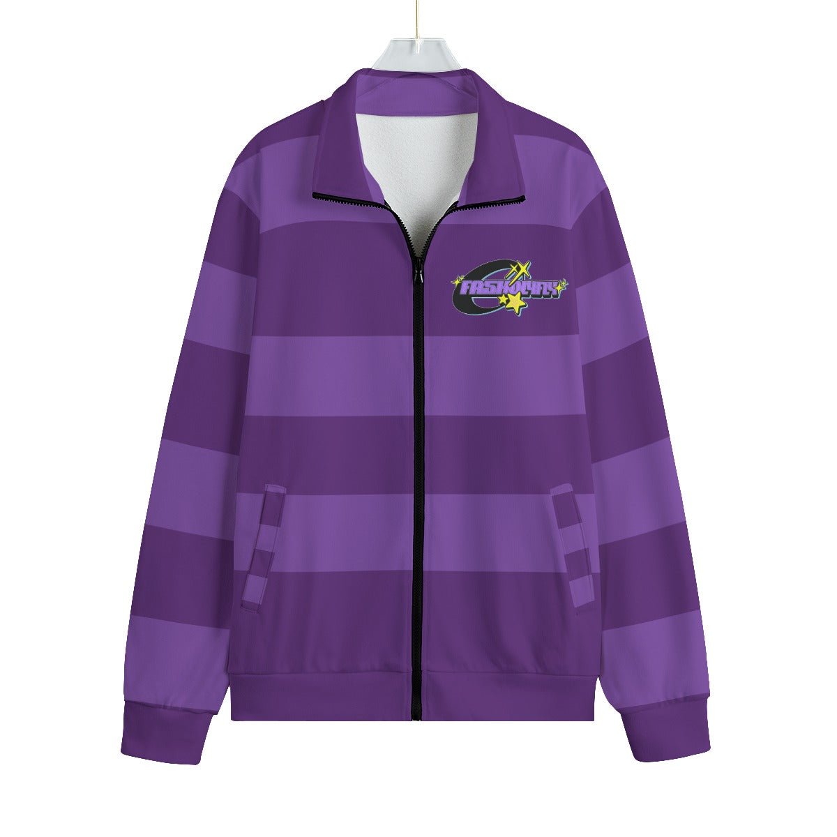 Grape Striped | Knitted Fleece Zip-up