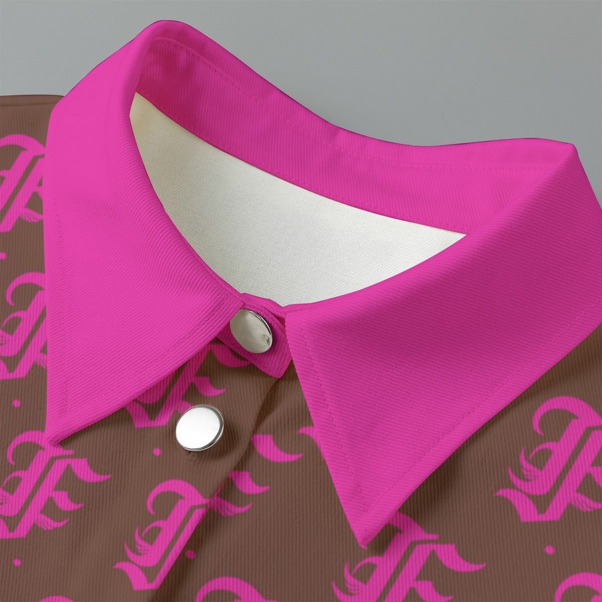 FFBrown&Pink [Cropped Button-Up Jacket] | 245GSM Cotton