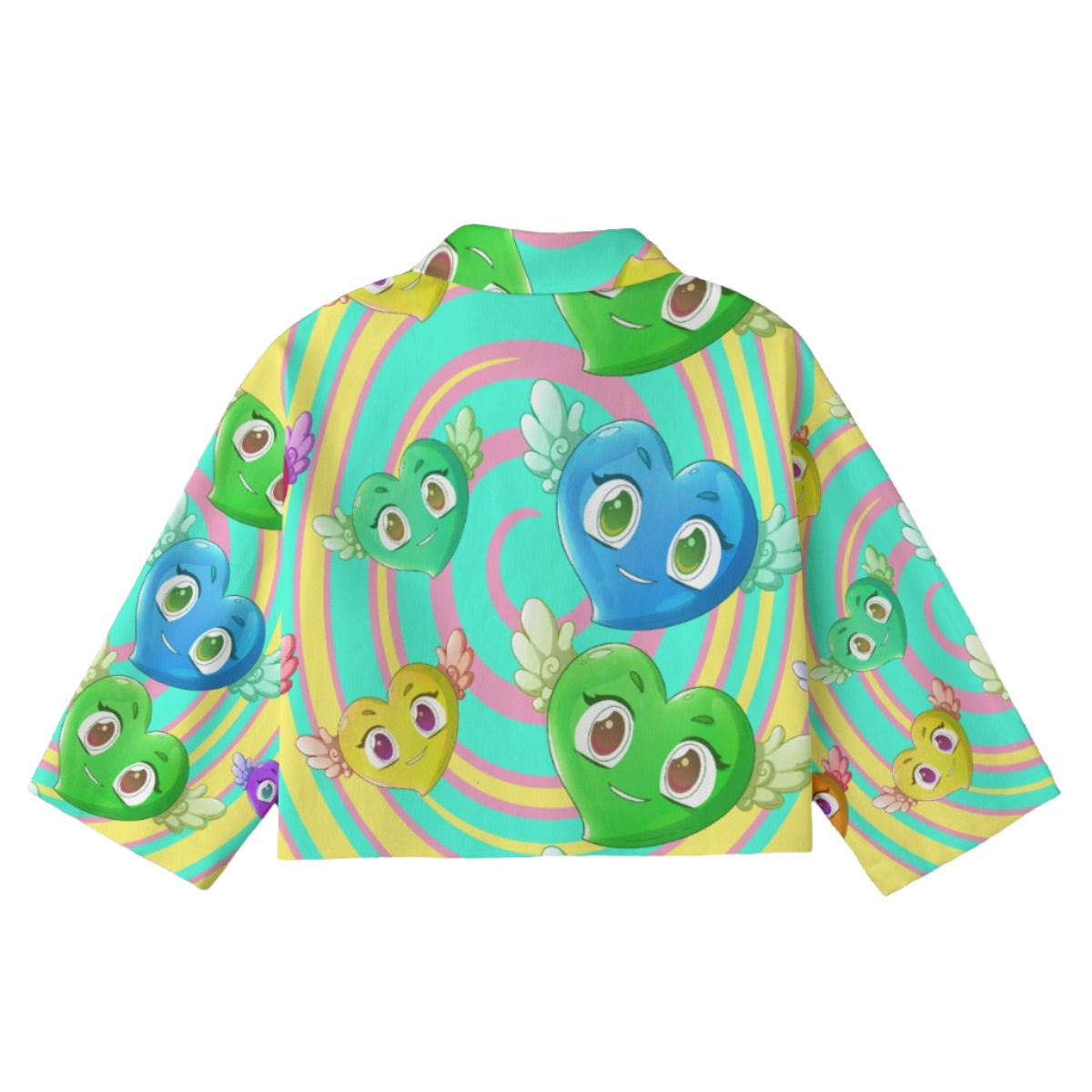 FFPastel Hearts [Cropped Button-Up Jacket] | 245GSM Cotton