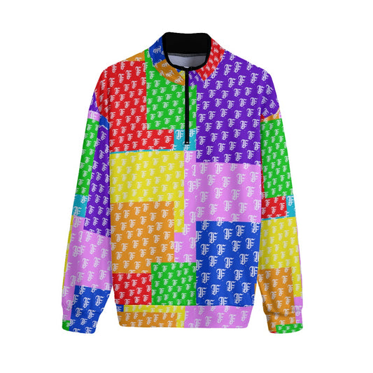 MultiColor Patchwork | Quarter Zip Sweater