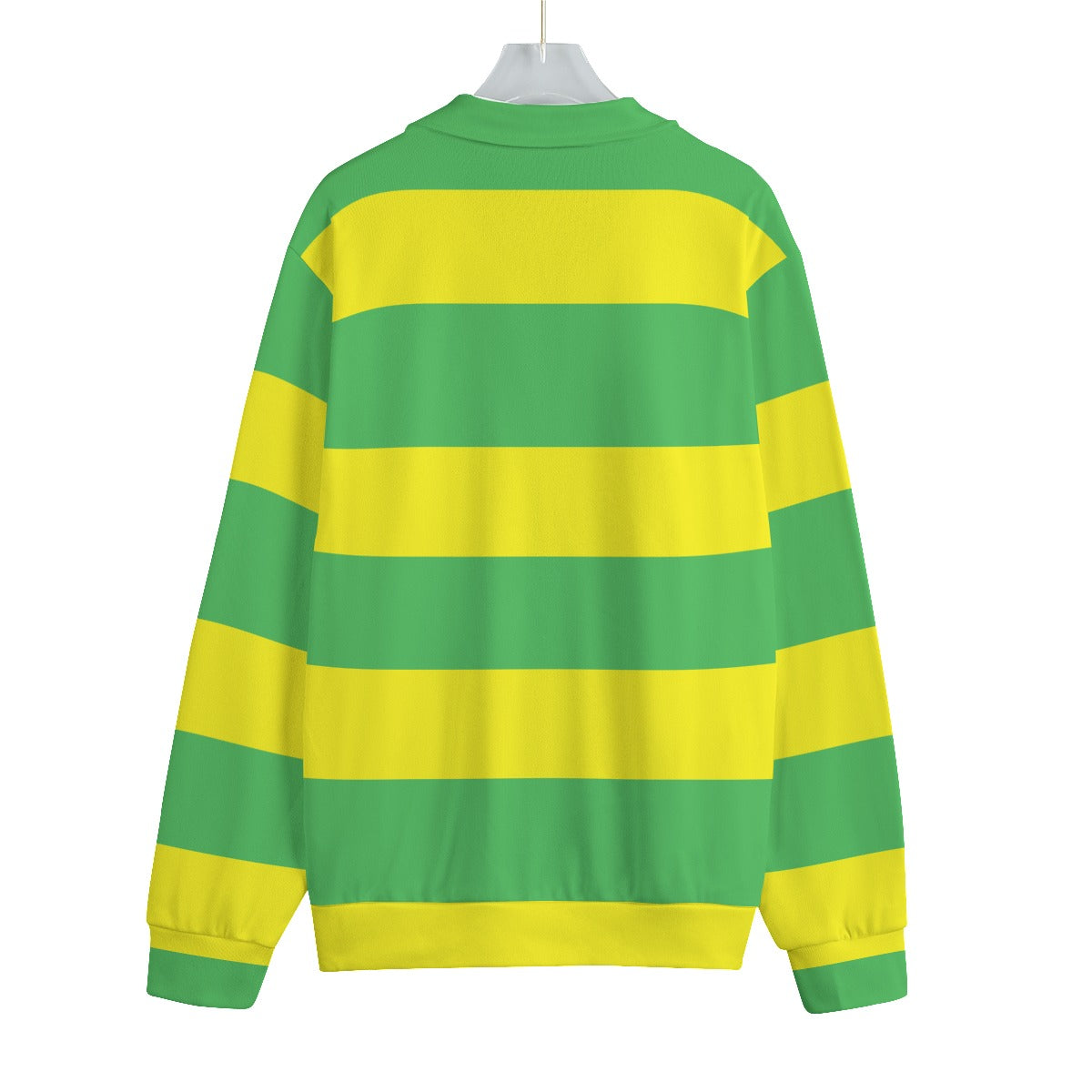 Green & Yellow Striped | Knitted Fleece Zip-up
