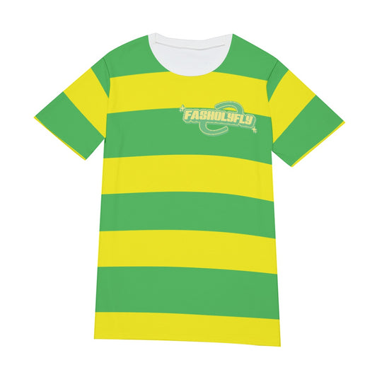 Green & Yellow Striped Tee | 190GSM Cotton