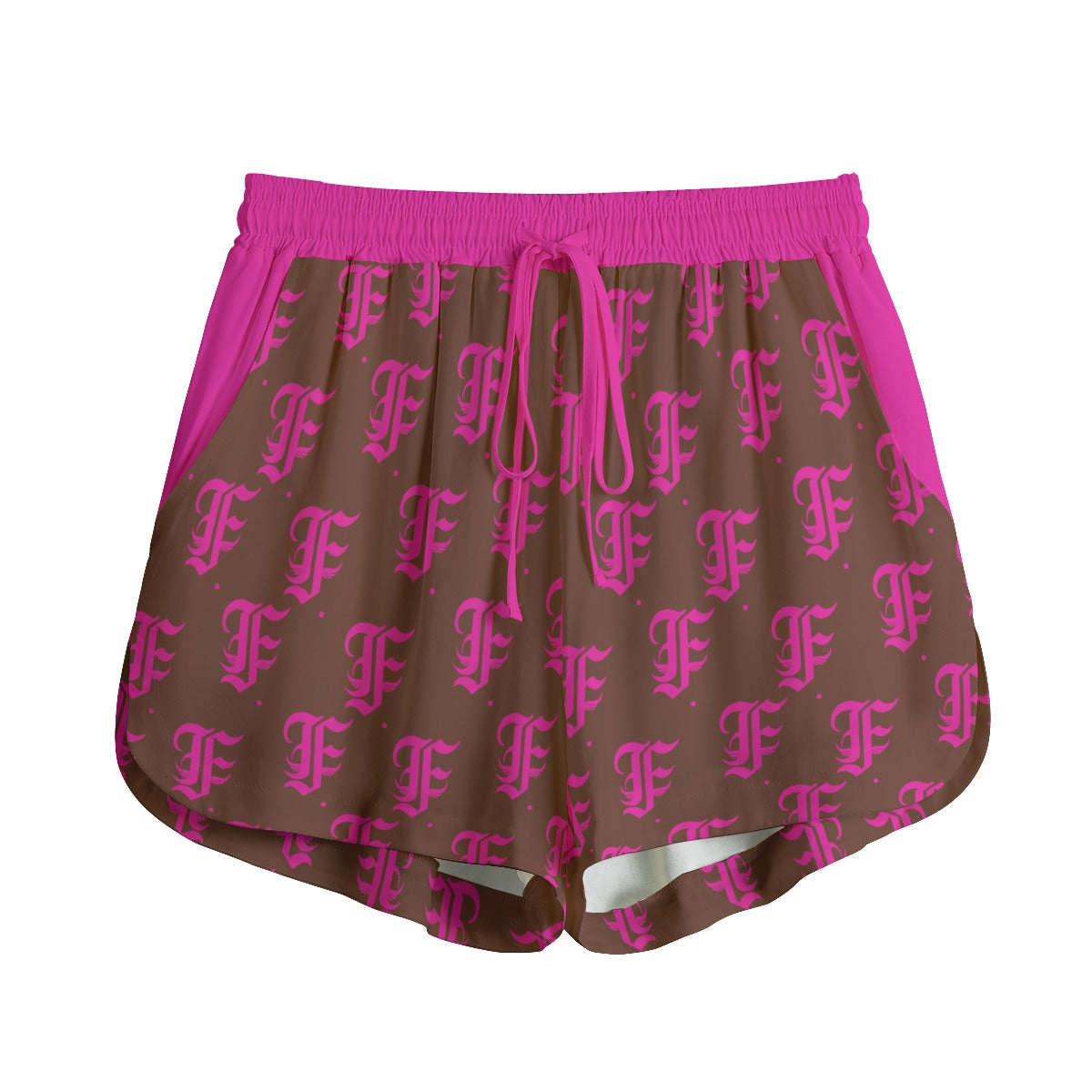 FFPink&Brown | Shorts With Drawstring  (Rayon)