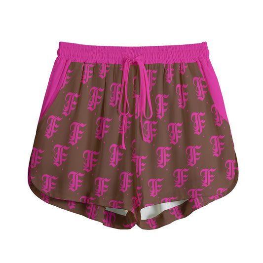 FFPink&Brown | Shorts With Drawstring  (Rayon)