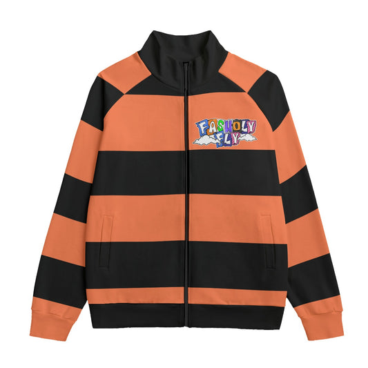 Orange&Black Striped Zip-up | 310GSM Cotton
