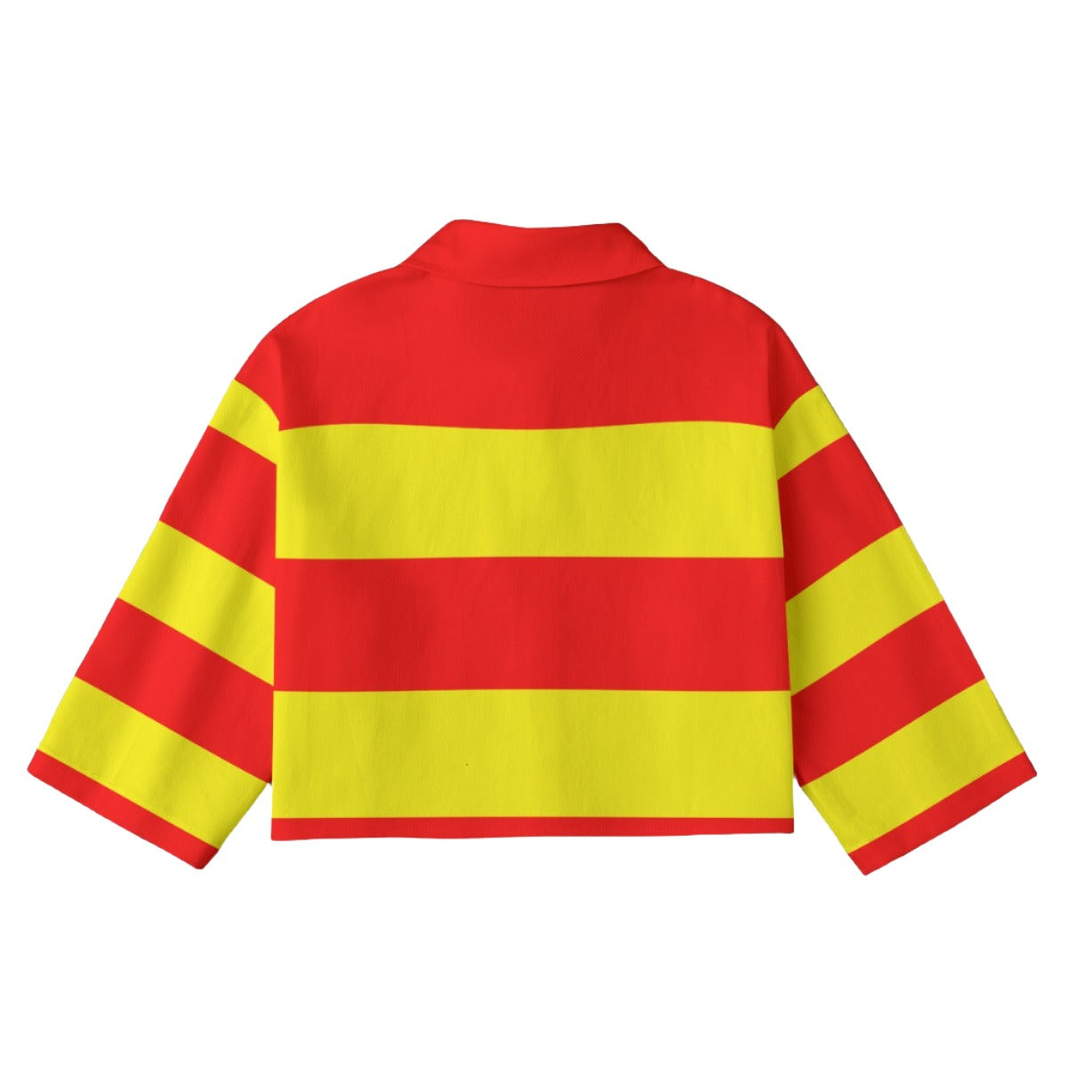 Red&Yellow Striped  [Cropped Button-Up Jacket] | 245GSM Cotton