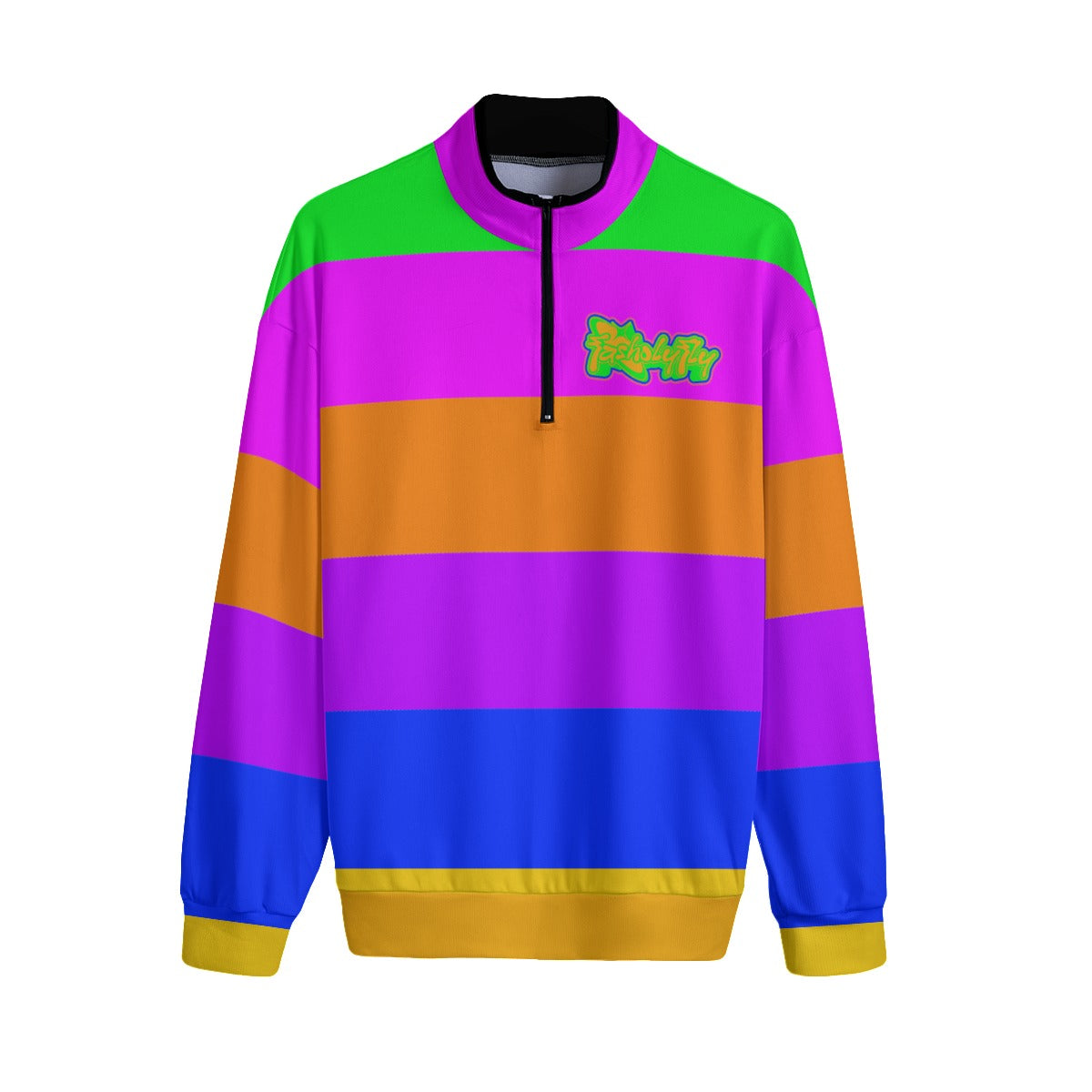 Neon Striped | Quarter Zip Sweater