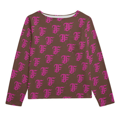 FFBrown&Pink Boat Neck Sweatshirt | 310GSM Cotton