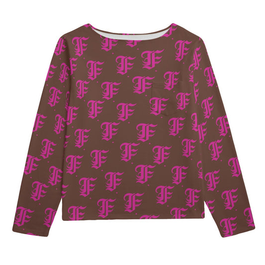 FFBrown&Pink Boat Neck Sweatshirt | 310GSM Cotton