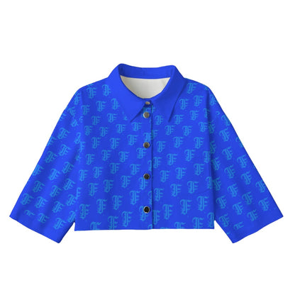 FFBlue [Cropped Button-Up Jacket] | 245GSM Cotton