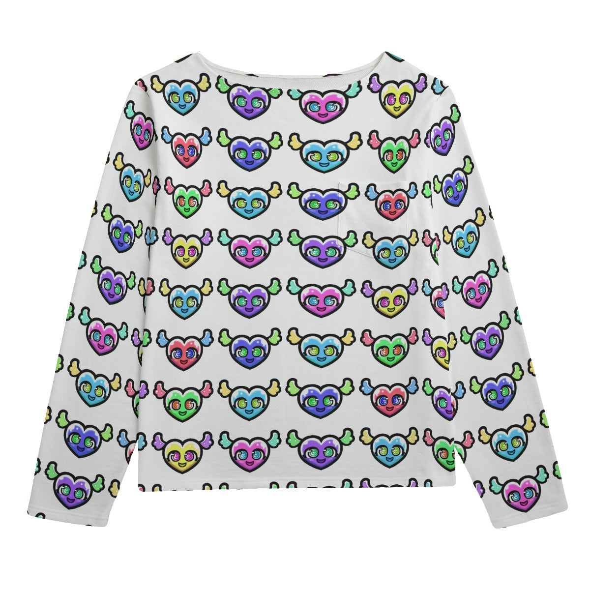 Y2K Hearts Boat Neck Sweatshirt | 310GSM Cotton