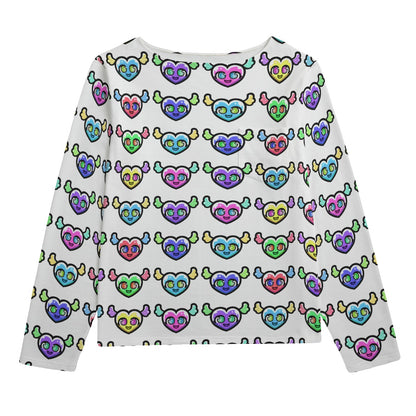 Y2K Hearts Boat Neck Sweatshirt | 310GSM Cotton