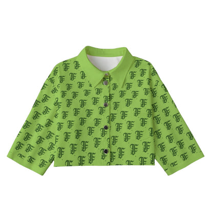 FFGreen [Cropped Button-Up Jacket] | 245GSM Cotton