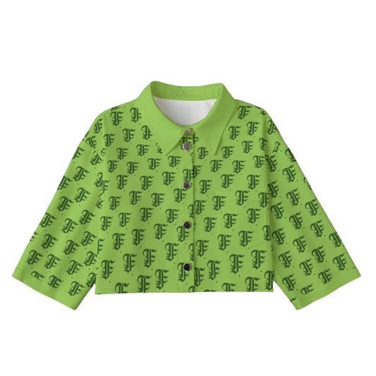 FFGreen [Cropped Button-Up Jacket] | 245GSM Cotton