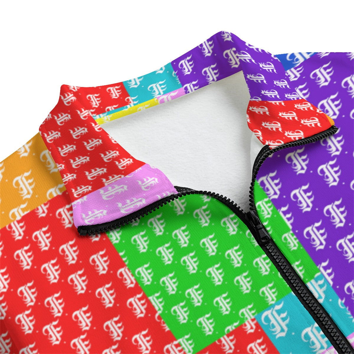 Multi-Color Patchwork | Knitted Fleece Zip-up
