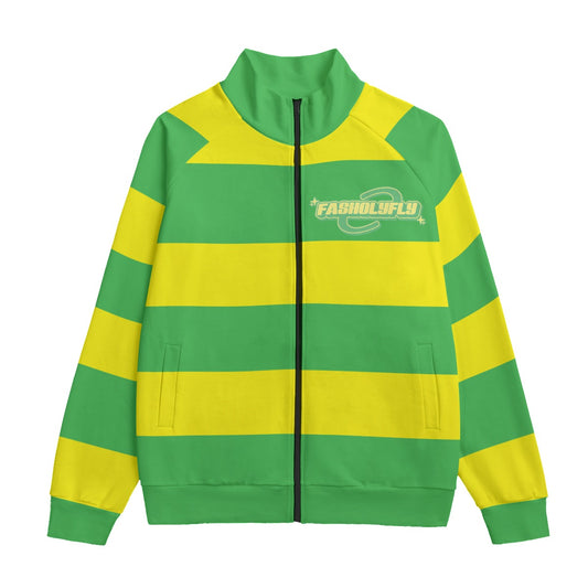 Green&Yellow Striped Zip-up | 310GSM Cotton