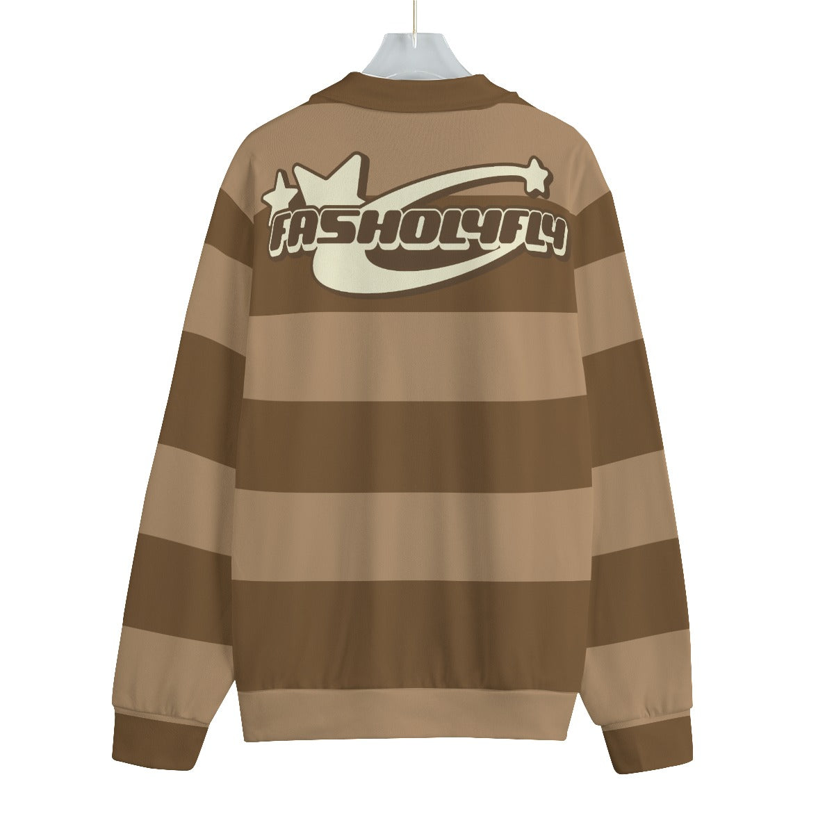 Coffee Striped | Knitted Fleece Zip-up